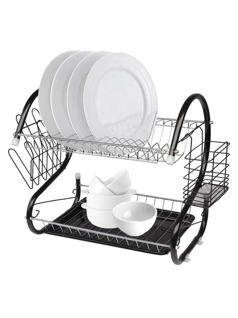 Multifunctional S-shaped Dual Layers Dish Drain Rack Plate Storage Rack Kitchen