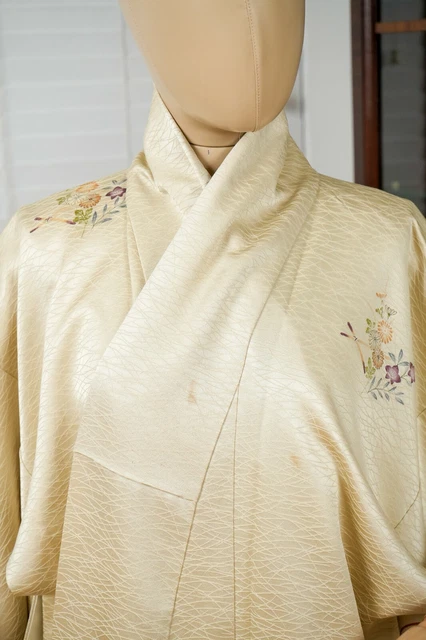 Dear Vanilla Japanese Silk Kimono Women's Robe Gown Authentic Japan Vintage Mint 3
