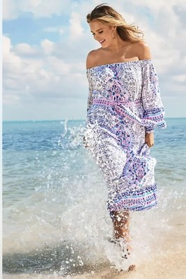 NWT Lilly Pulitzer Abigale Midi Time To Shine On Resort White Woven Dress. Large