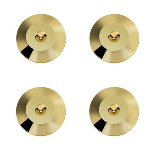 4 Pointes Isolation Haut-Parleurs HiFi En Cuivre Chromé – Spikes Anti-Vibrations Avec Réglage Hauteur & Base De Protection