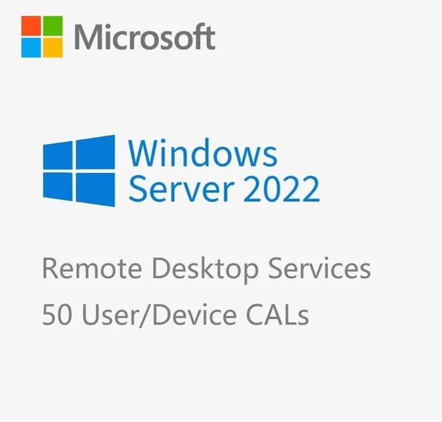 WINDOWS SERVER 2022 Remote Desktop Services 50 RDS CAL & 5/10 User ...