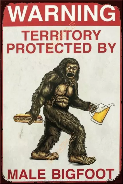 MALE BIGFOOT Retro/ Vintage Tin Metal Sign Man Cave, Wall Home Décor, Shed-Garag