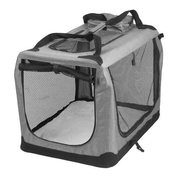 View of AVC PET CARRIER Grey Folding Dog Cat Transport Bag Extra Large Inc ...