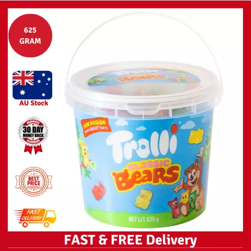 New Trolli Gummi Bear Candy Bucket 625 g Free Delivery