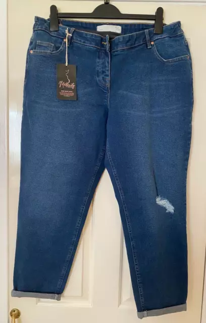 NEXT MATERNITY Ladies Dark Blue Denim Boyfriend Style Jeans Size UK 16R EUR 44