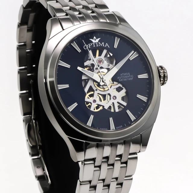 Montre Optima Atmos Swiss Automatic OSA485SK-SS-9 – Neuf Avec étiquettes, Squelette, 44,5 Mm