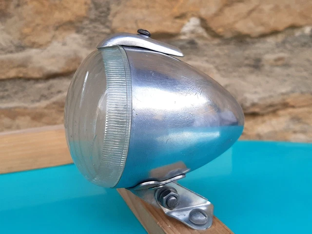 Ancien Phare Avant Vélo Forme Obus – Vintage Bicycle, Fabrication Française