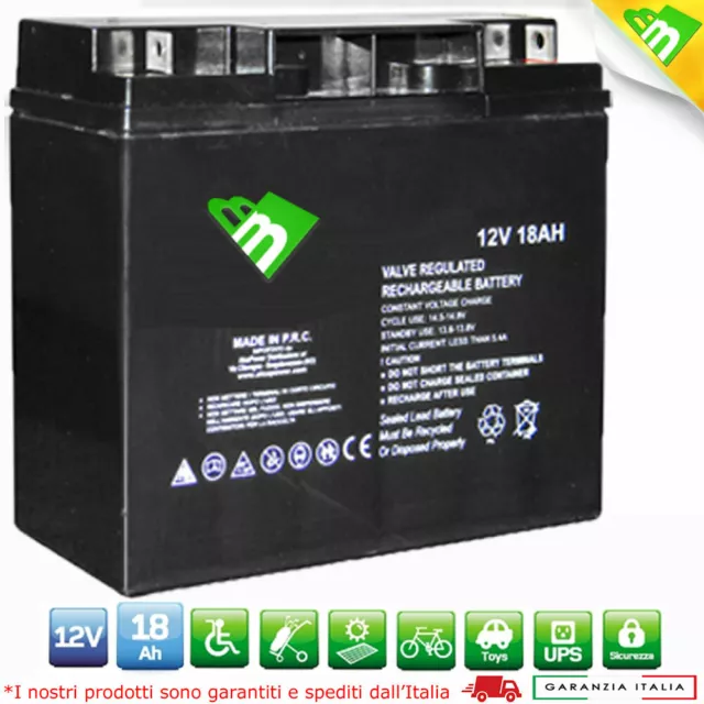 BATTERIA 12V 18ah PIOMBO ERMETICA VLRA AGM COME FIAMM FG21803 12 v 17ah 20ah 22