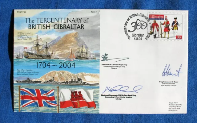 Navy Covers Tercentenary British Gibraltar RNSC(7)22 RLF22 Signed