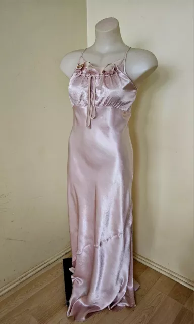 Lisa Ho 1930's Pink Satin Bias Cut Evening Gown Dress Size 10