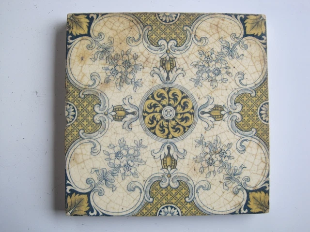 Antique Victorian Mintons 6" Queen Anne Style Wall Tile C1890