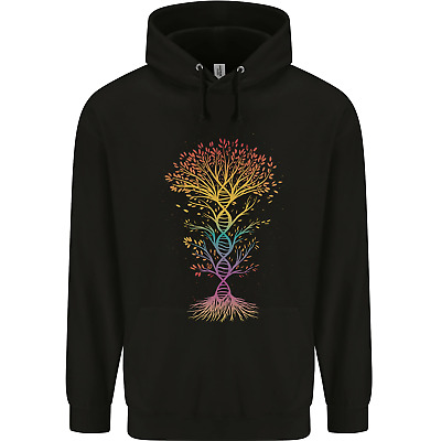 Colourful DNA Tree Biology Science Mens 80% Cotton Hoodie
