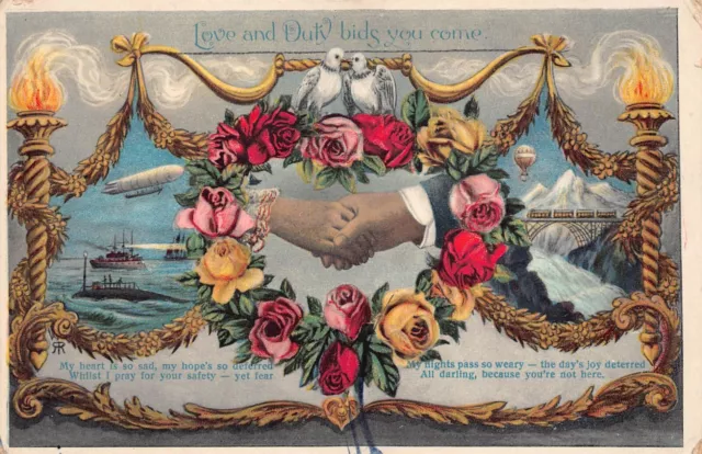 Postkarte - Liebe & Pflicht Angebote, Die Sie Kommen - Grüsse - Zeppelin - 1910 - Schwindelig