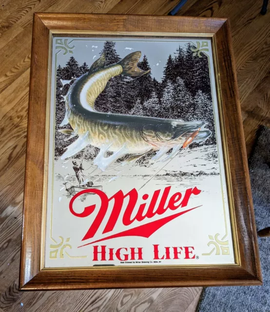 RARE Miller High Life Sportsman Series Bar Mirror Muskie