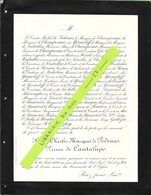 GÉNÉALOGIE FAIRE-PART DE décès Mr. Gaston LE HARDY ancien Maire de ROTS EUR 11,90 - FR