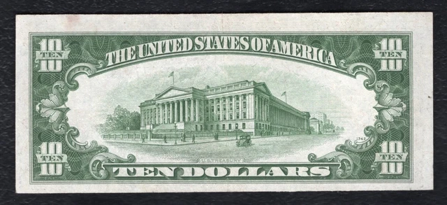 Fr. 1704 1934-C $10 Ten Dollars Silver Certificate Currency Note About Unc (C) 2
