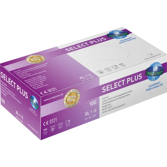 Guantes Unigloves Select Plus 2305 látex, blancos talla XL, guantes desechables