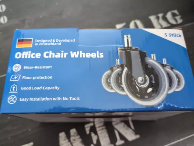5 Stück Bürostuhlräder - Ersatz Gummistuhlrollen - Office Chair Wheels