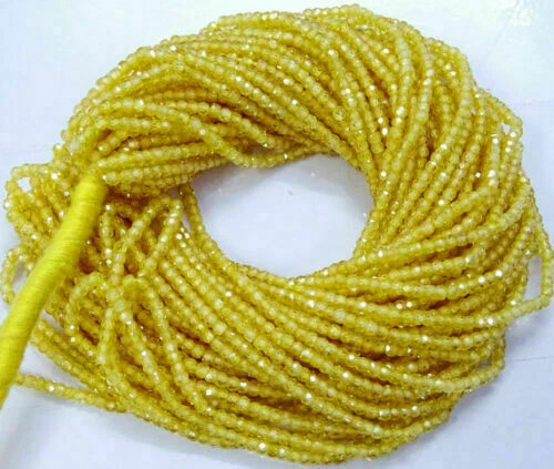 Gelb Zirkonia Edelstein 0.3m 1 Line Lose Stränge Rondell 3 MM Perlen YH55