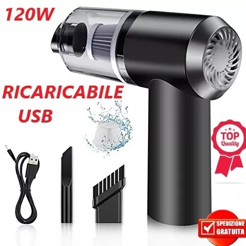 Mini Aspirapolvere Ricaricabile Batteria Usb 120W Casa  Auto Ufficio Accessori