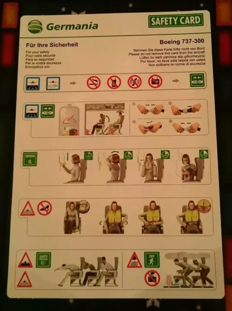 Germania Airlines Boeing 737-300 Safety Card