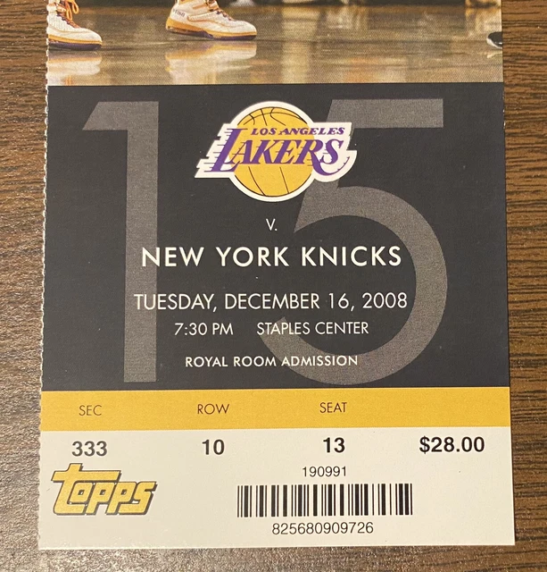 KOBE BRYANT VS New York Knicks 12162008 Billet Jeu Complet