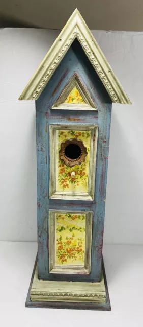 Vintage 19” distressed hand painted wooden Birdhouse
