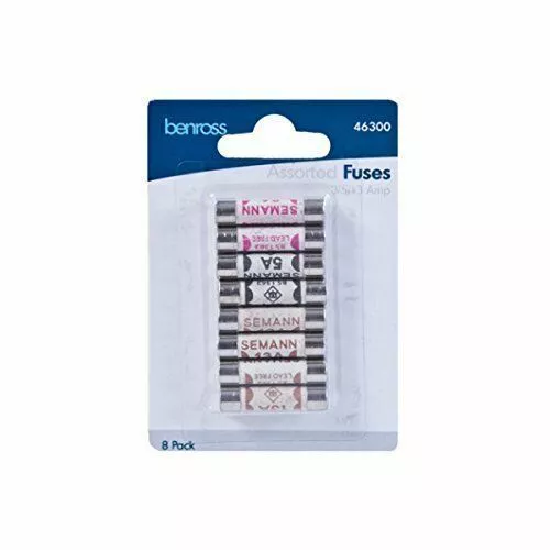 Domestic Household ceramic mixed fuses 3amp - 5amp - 13amp - 8 pack