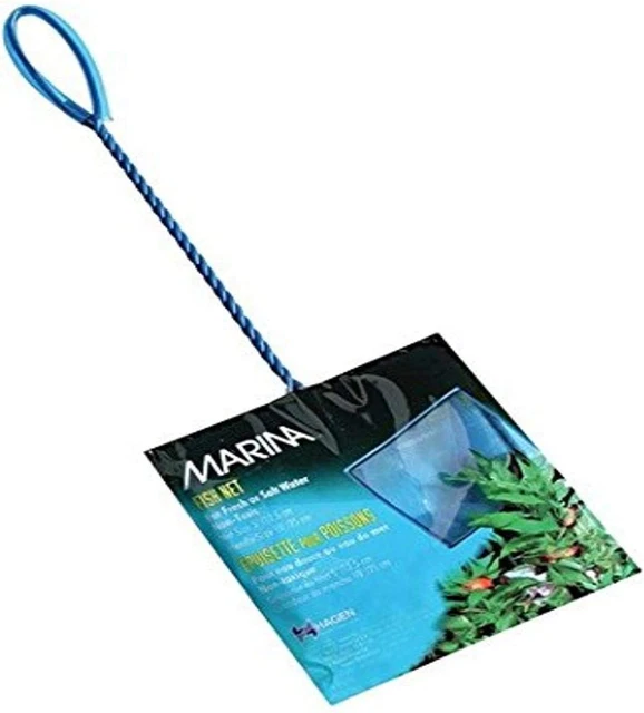 Marina 3-Inch Blue Fine Nylon Net with 10-Inch Handle, Aquarium Maintenance Tool