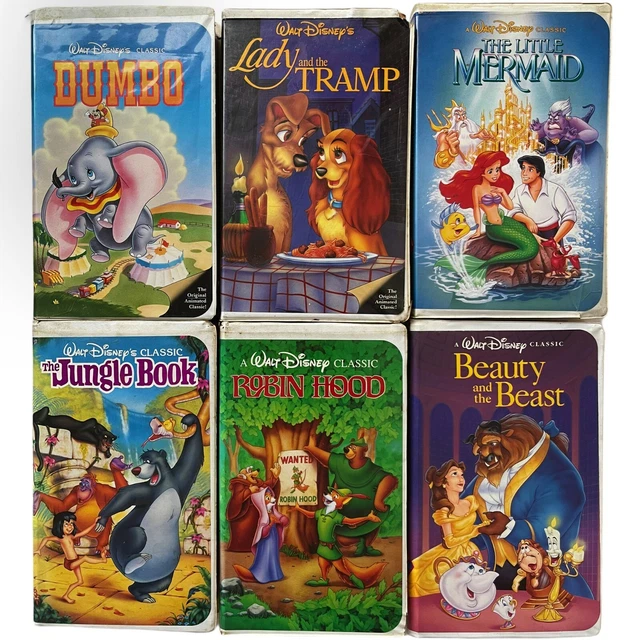 DISNEY VHS TAPES Lot of 6 Classics Black Diamond Clam Shell Movie