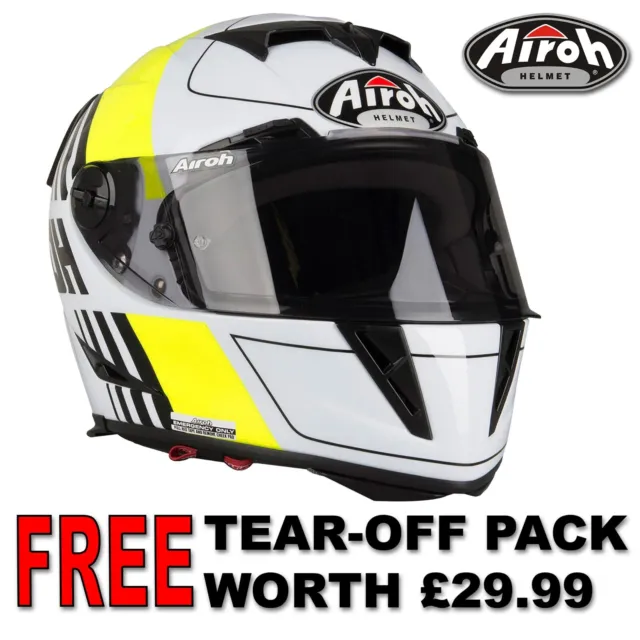 Airoh GP500 Full Face Motorcycle Helmet - Scrape Yellow Gloss Track Race Helmet