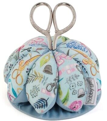PIN CUSHION WITH SCISSORS 'Sewing Scissors' Design in Blue BOXED Super Quality