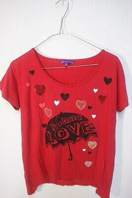 M&S Marks And Spencer Limited Col Girls Print T Shirt -Red- Age 16 Years (Na19)