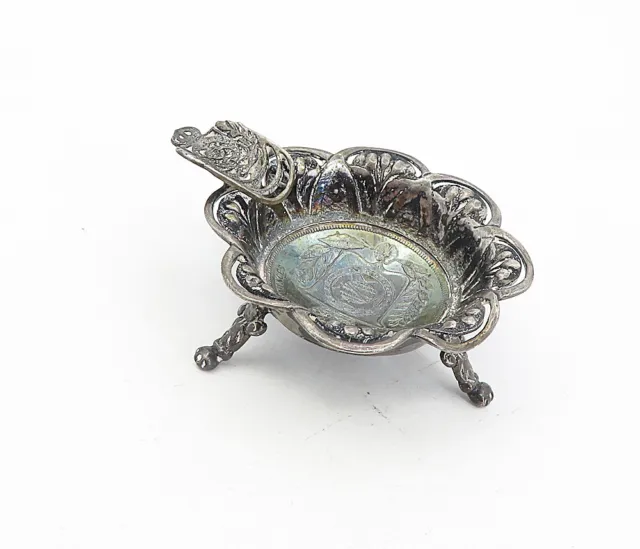 925 Sterling Silver - Vintage Antique Oxidized Floral Ash Tray - TR1361 2