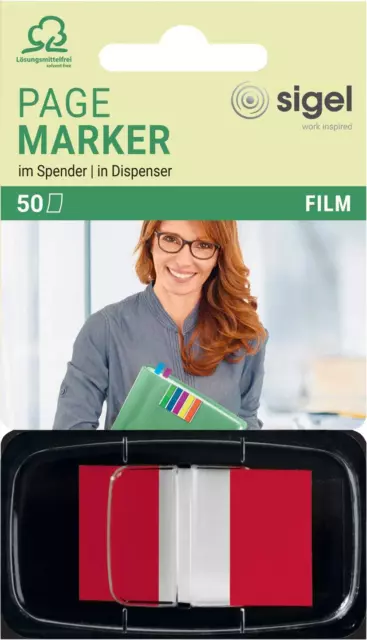 SIGEL HN491 Index Page Marker, Film, strip-size:25x43 mm, 50 strips, Red 1 piece