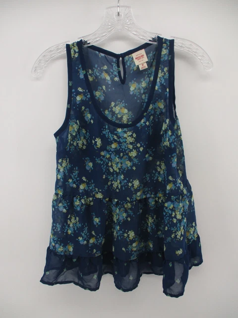 Mossimo Supply Co Medium Sheer Ruffled Floral Tank Blouse Empire Waist