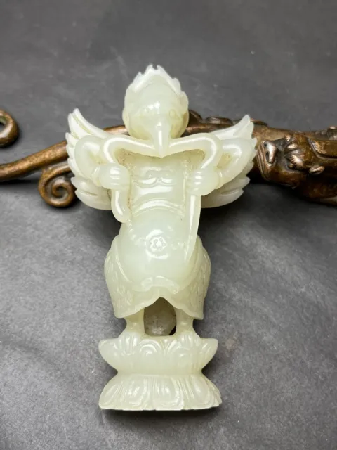 Chinese Exquisite Handmade Mythical Figure Carving Hetian Jade Statue