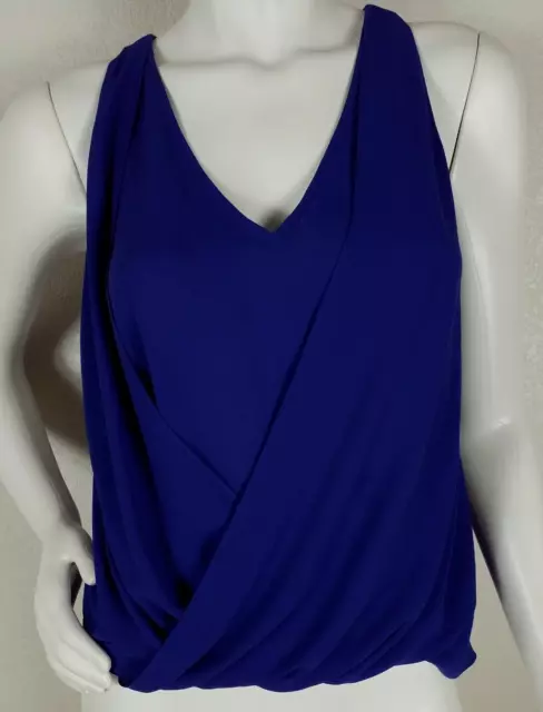 Elizabeth James Womens Sleeveless Top Pullover Surplice Neck Blue Size XXS