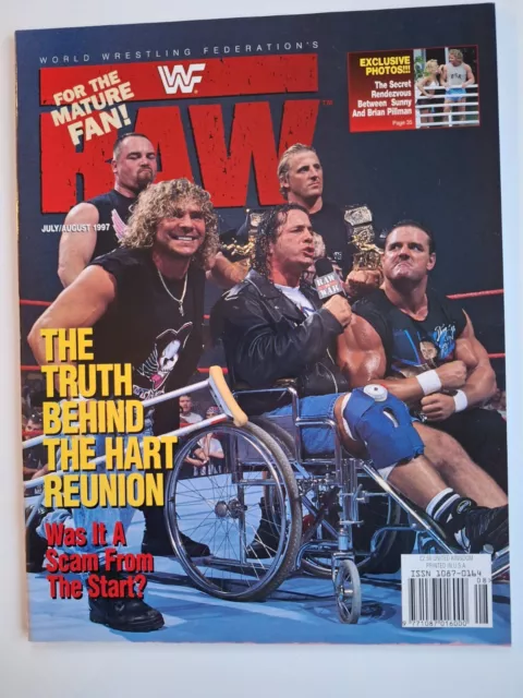 WWF Raw Magazine July / August - Bret Hart Foundation With Sunny Poster WWE