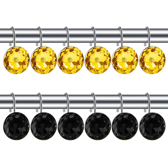 12pcs Shower Curtain Hook For Home Acrylic Rhinestones Bathroom Accessories