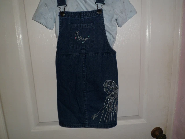 Girls Disney Frozen Denim Skirt & T Shirt Size 3-4 Years Brand New