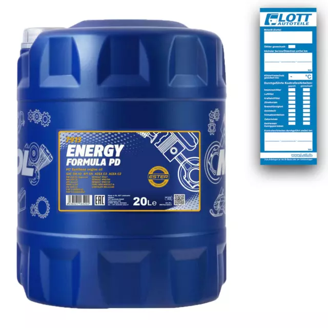 20L Mannol Energy Formula PD Motoröl 5W-40 ACEA C3 MB 229.31 229.51 VW 505.01