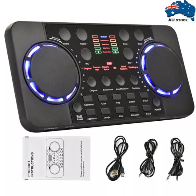 V300 Pro Live Streaming Sound Card Microphone Mixer Voice Changer Audio Mixer AU