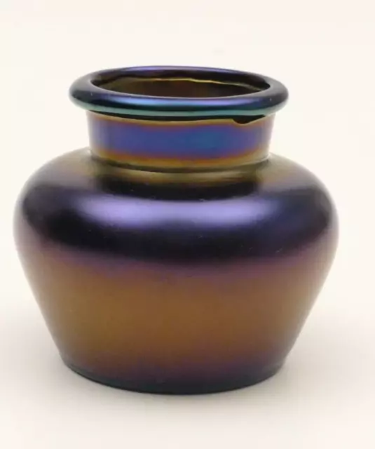 kleine ART DECO Glas Vase glass antique WMF Myra ? blau irisierend H 8 cm selten