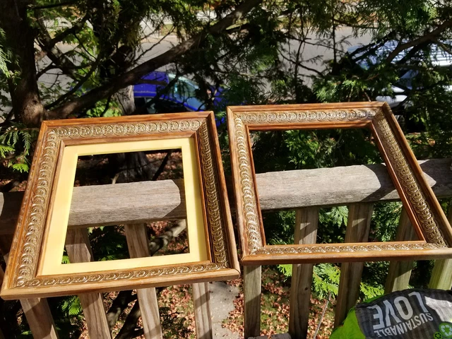 2 Vintage Wooden Frames With Gold Colored Borders 17.5" X 14.5"