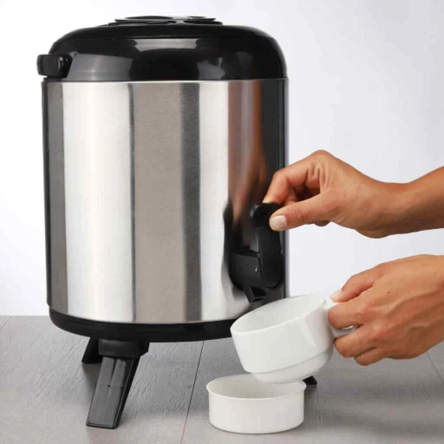 HI Thermo-Getränkespender 9 L 23 cm Silbern Kapazität: 8 l/9 l HI