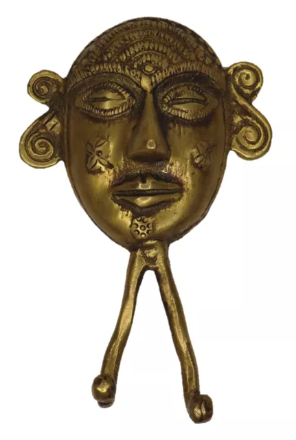 Lady Face Shape Antique Vtg Style Handmade Brass Cloth Cap Key Wall Hanger Hook