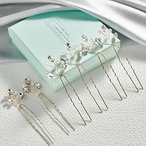 Sooshin 6 Pieces Bridal Hair pins Pearl Wedding Hair Accessories for Brides a...