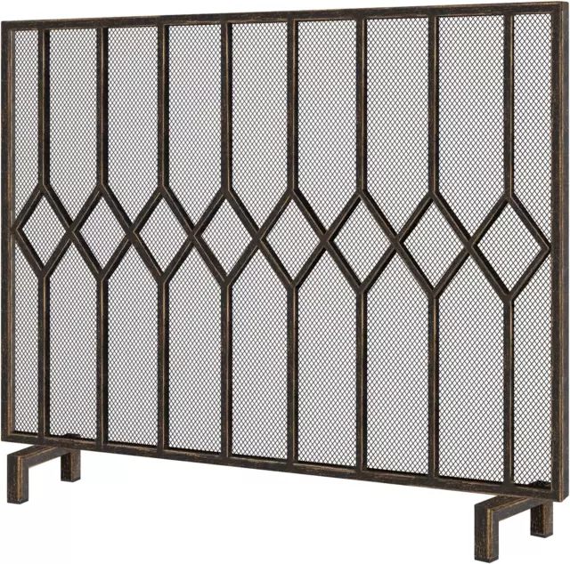 Amagabeli Fireplace Screens for Wood Burning Fireplace Single Panel Wrought Iro