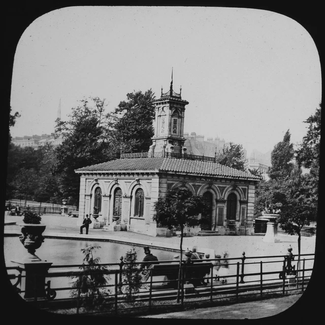 THE FOUNTAINS KENSINGTON GARDENS LONDON C1890 OLD PHOTO Magic Lantern Slide